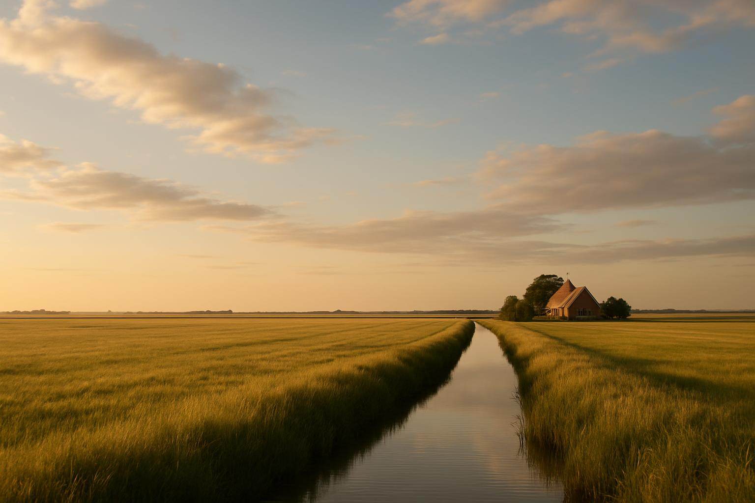 Weids Gronings landschap met open polder en water